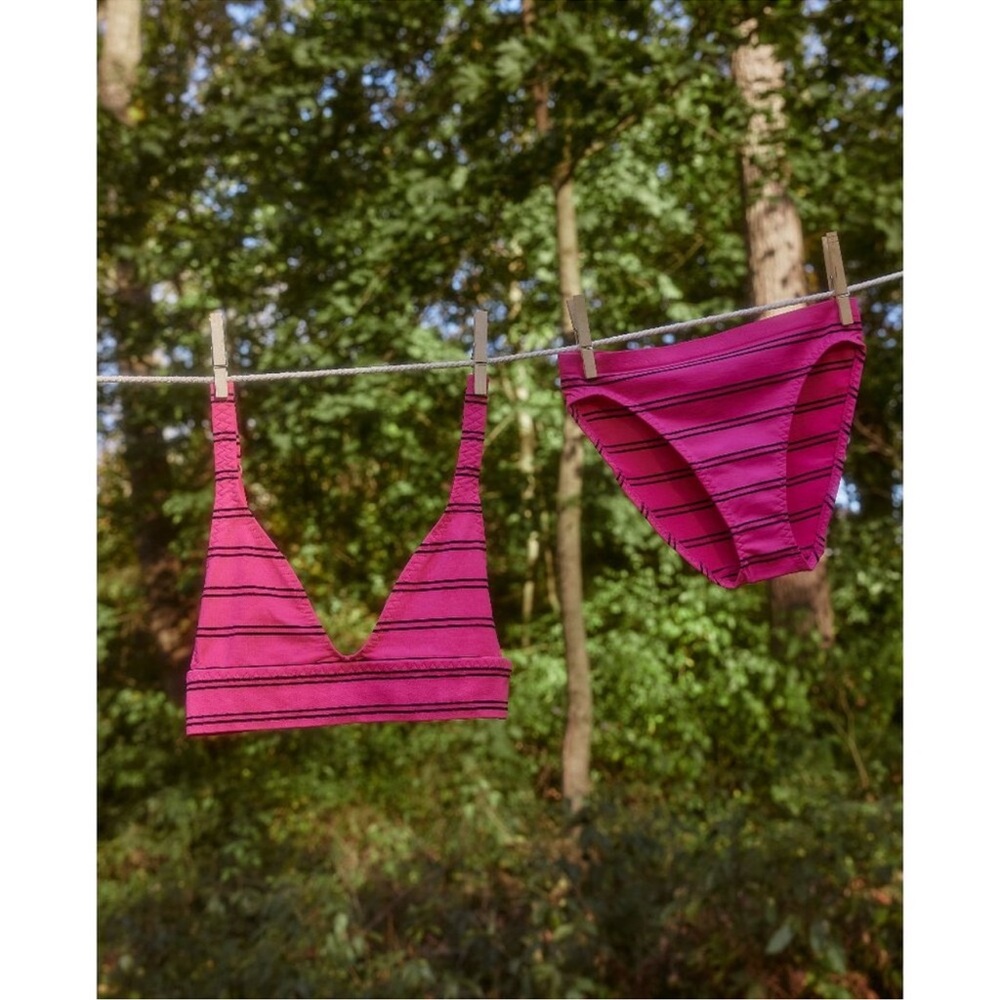 🆕 FREE PEOPLE Set of 2  From The Start Bralette / Pink Stripe Panty SET BOTH